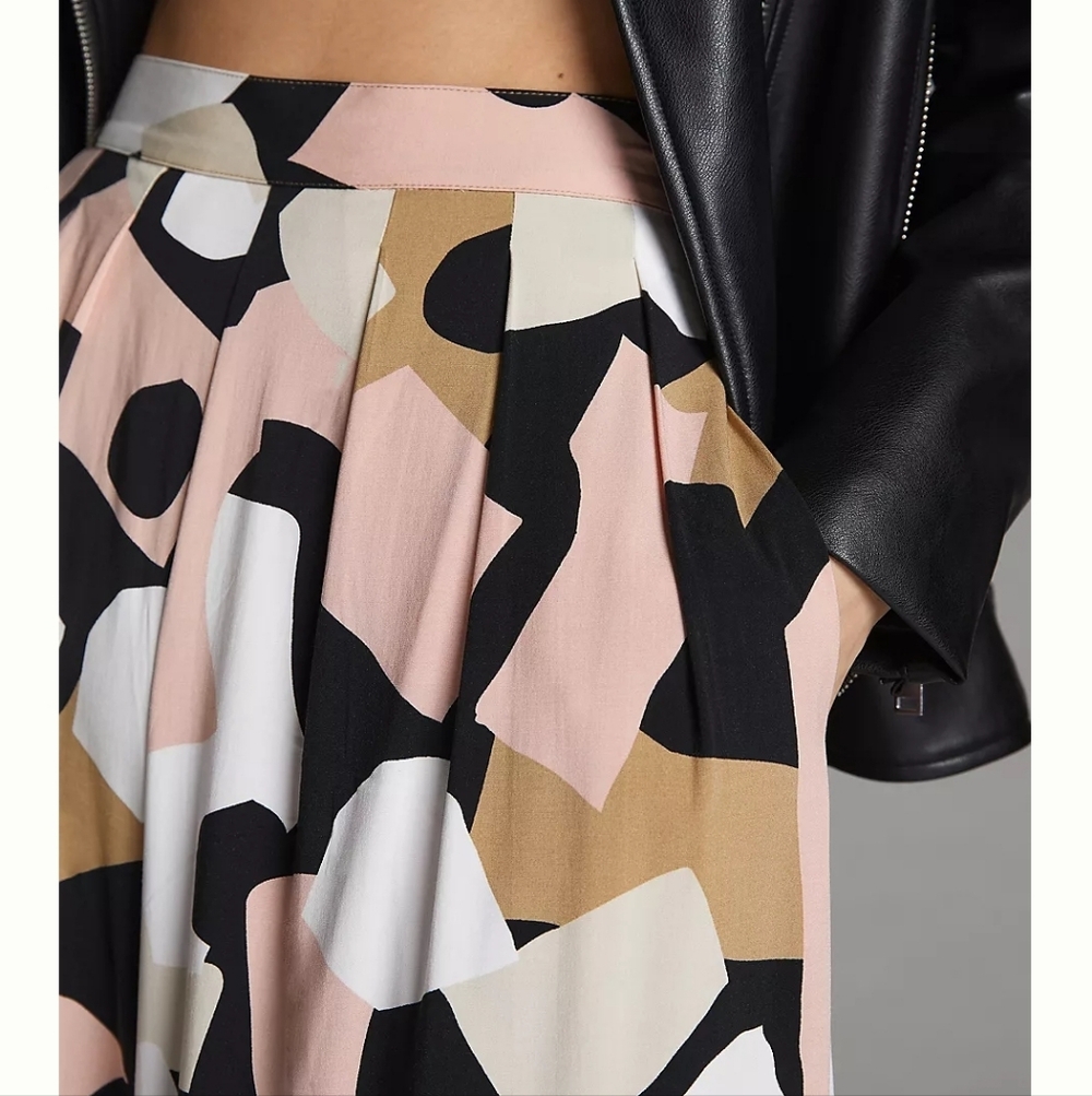 Anthropologie Corylynn Calter Abstract Print Wide Leg Pants Size XS - Picture 2 of 7
